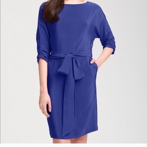 Eliza J Cobalt Dress with Gold Buttons + Sash